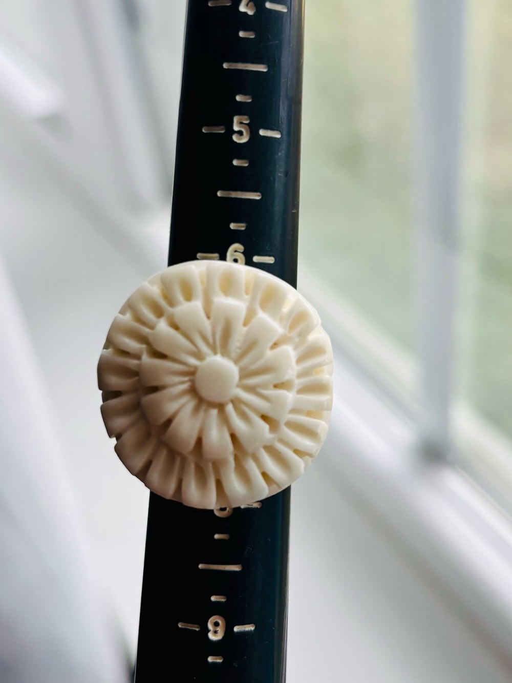 Carved Bone Cream Floral Statement Ring